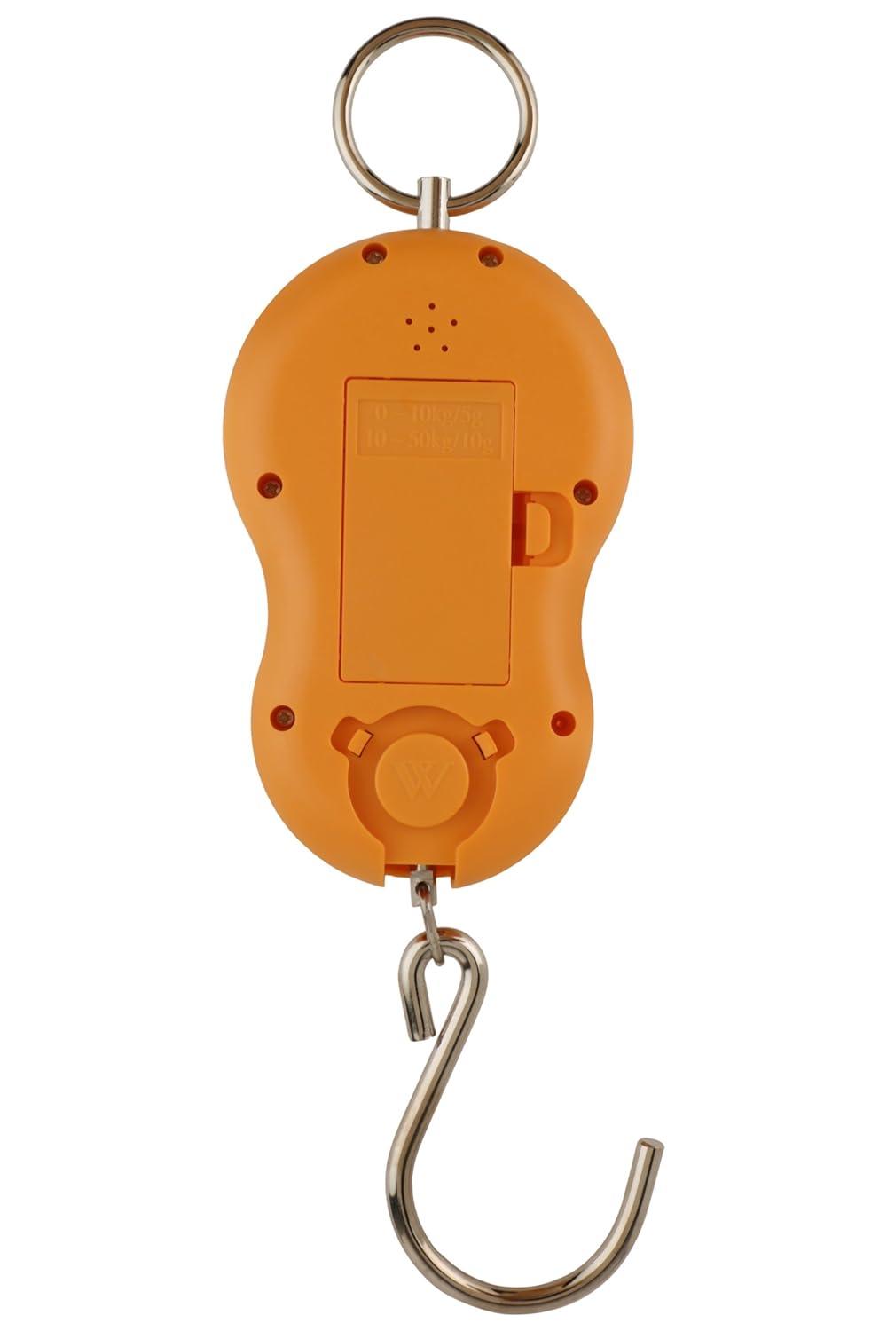 Back of the hanging digital scale with metal ring and hook