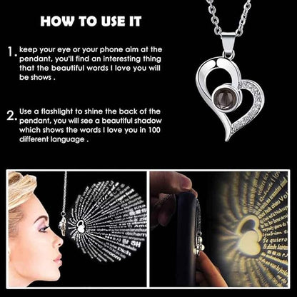 Eternal Rose Gift Box + “I Love You” in 100 Languages Necklace