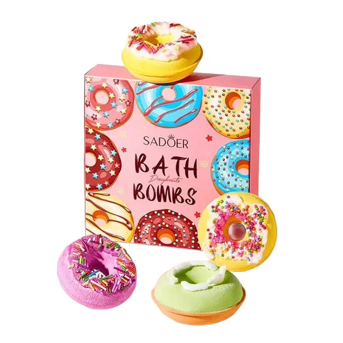 Donut bath bombs gift box with 4 scented donuts