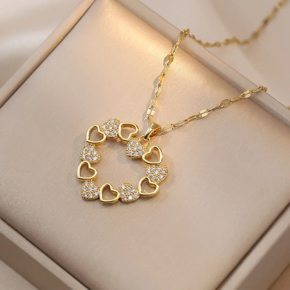 Linked Hearts Circle Necklace