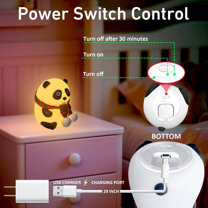 Panda Silicone LED Night Light - Touch Color Change