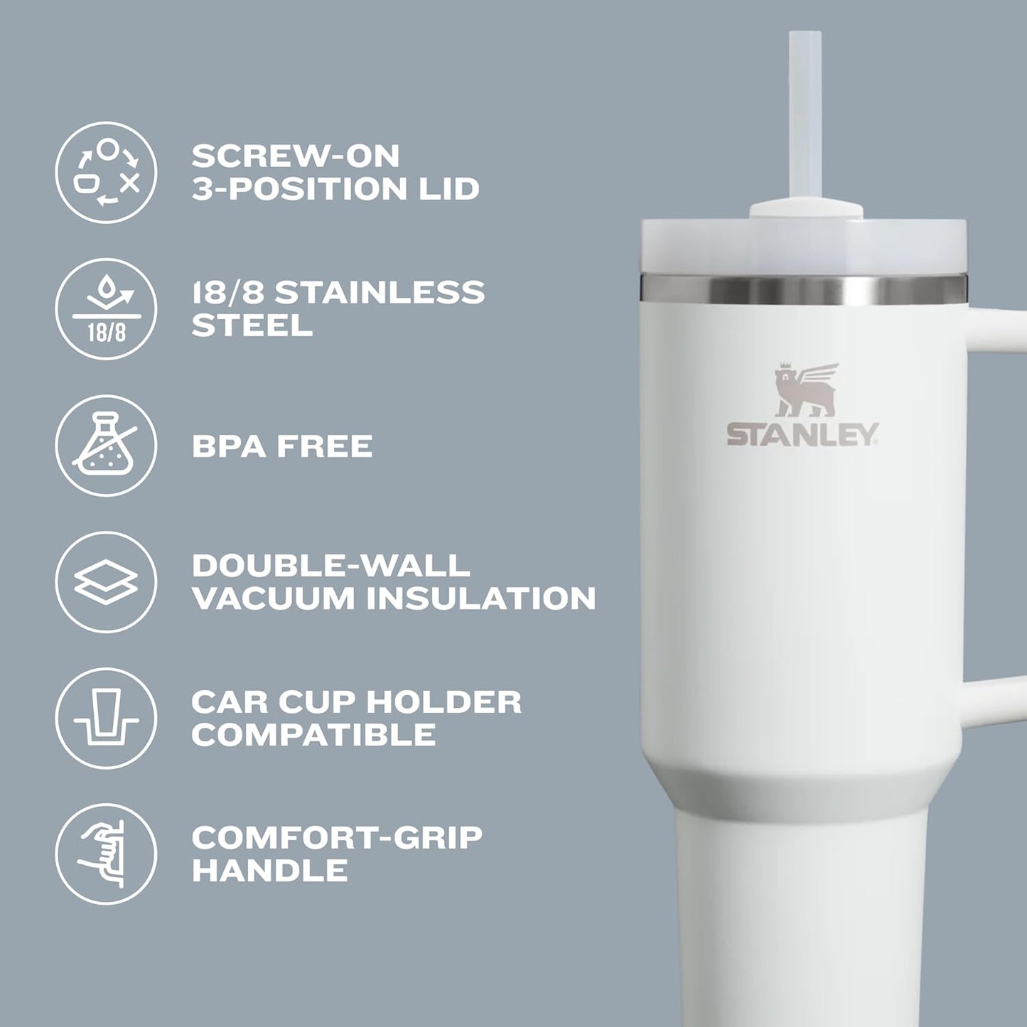 Stanley Quencher Tumbler 1.18L + 3 [FREE] STRAW COVERS