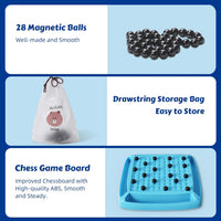 Magnetic Chess Game contents: magnetic stones, storage bag and board