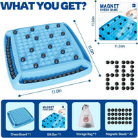 What you get with the Magnetic Chess Game: board, gift box, storage bag and magnetic stones