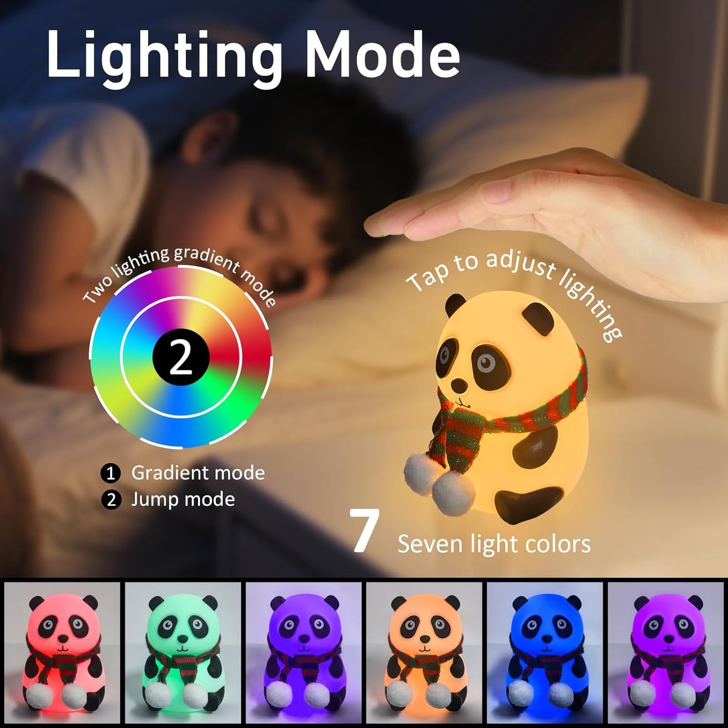 Panda Silicone LED Night Light - Touch Color Change