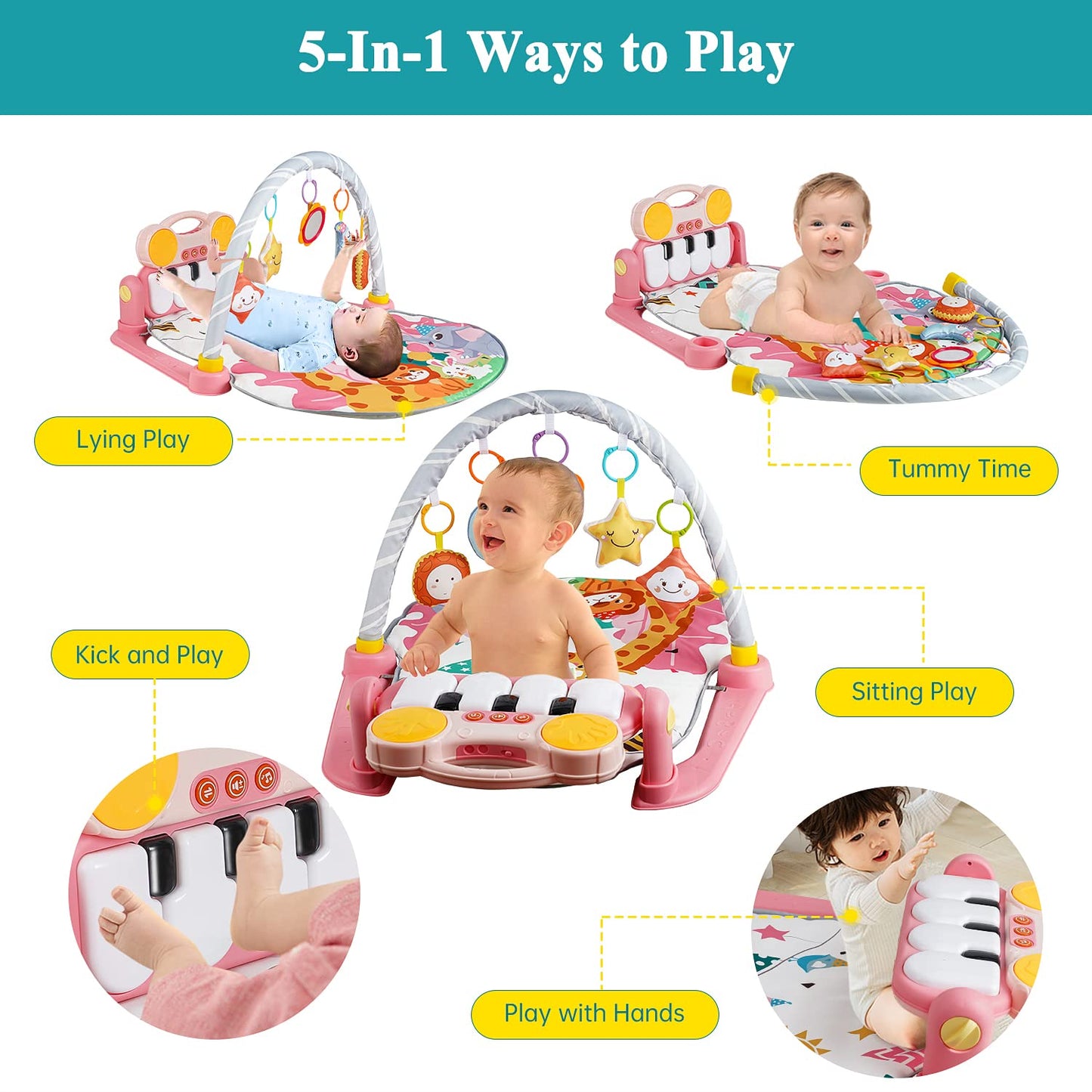 3-in-1 Baby Piano Gym & Activity Play Mat