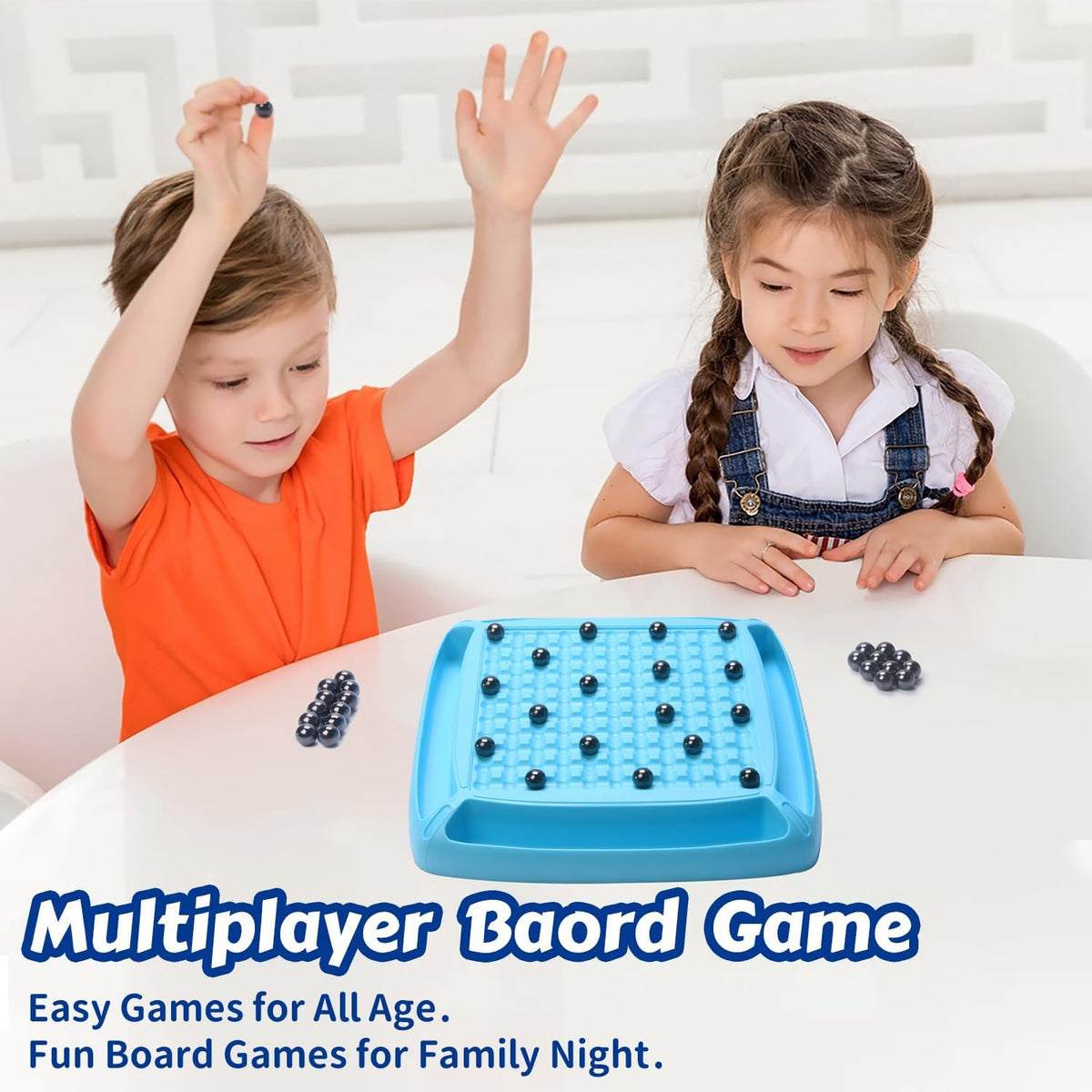 Kids playing the Magnetic Chess multiplayer board game