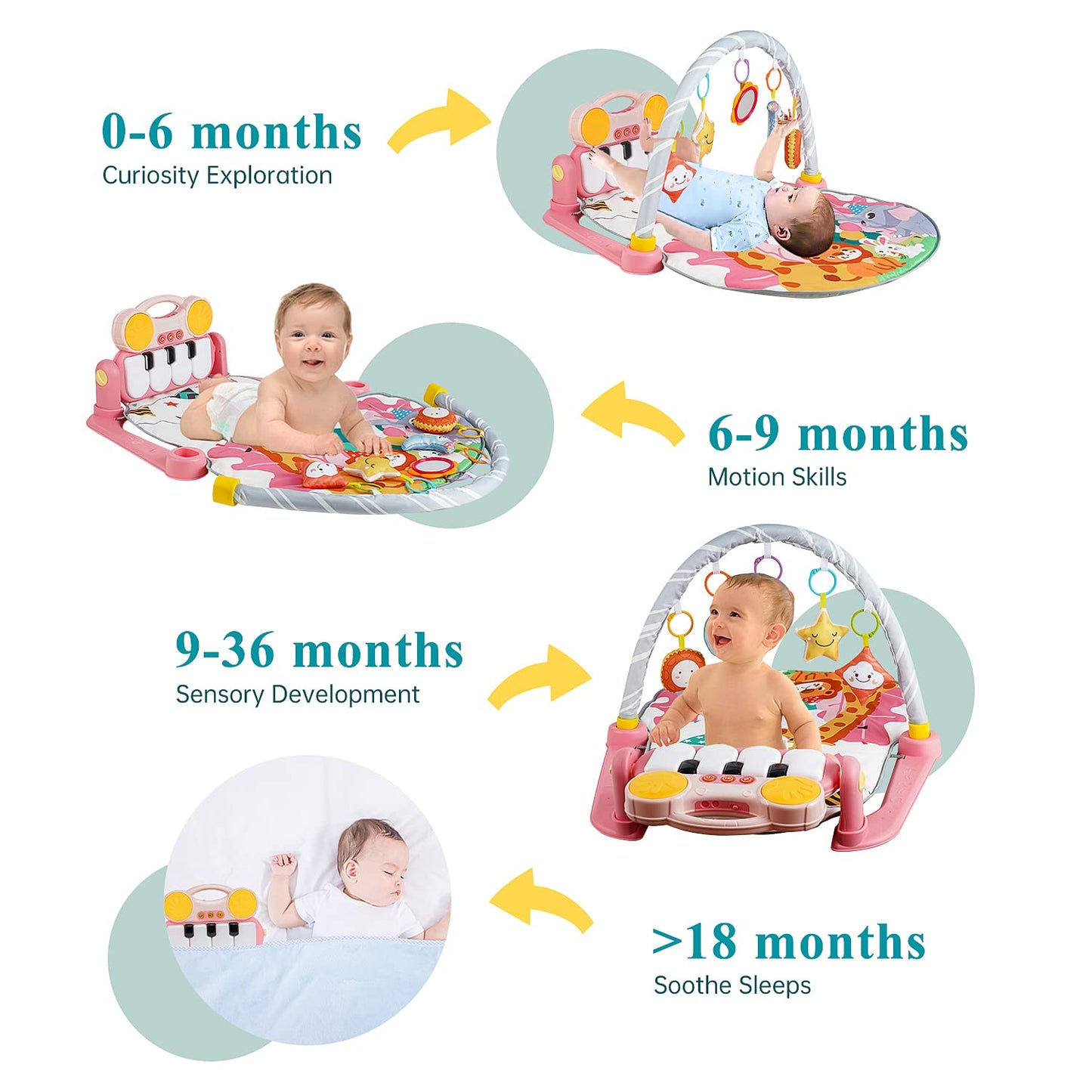 3-in-1 Baby Piano Gym & Activity Play Mat