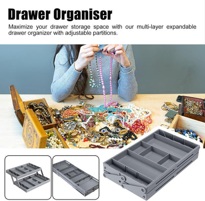 Expandable 2-Tier Drawer Organizer