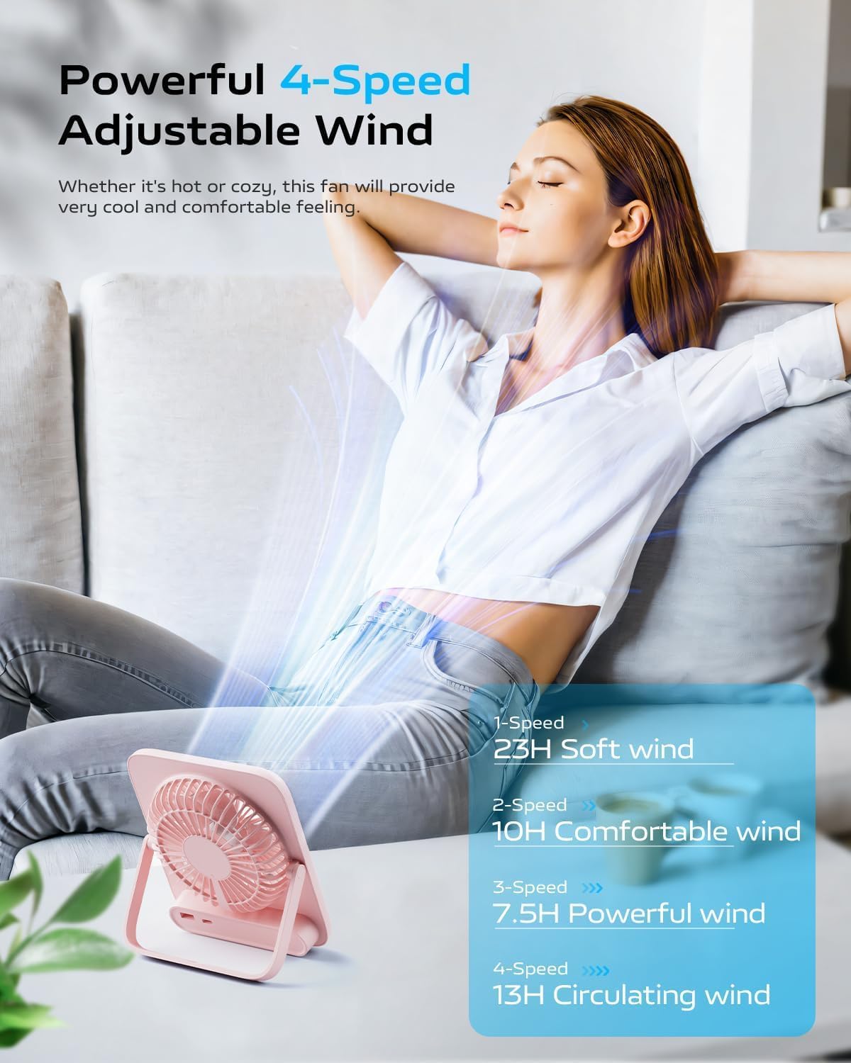 Portable Rechargeable Desk Fan