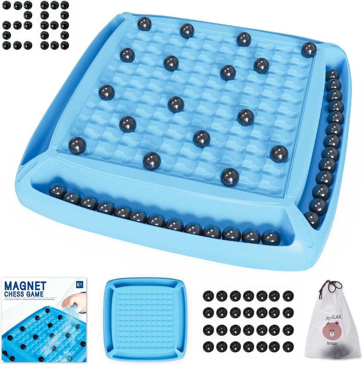 Magnetic Chess Game board with stones in the tray