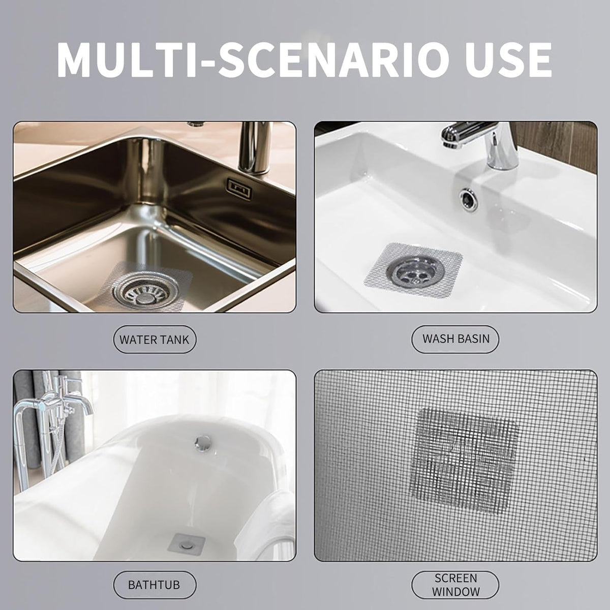 Mesh drain cover sticker with adhesive edge