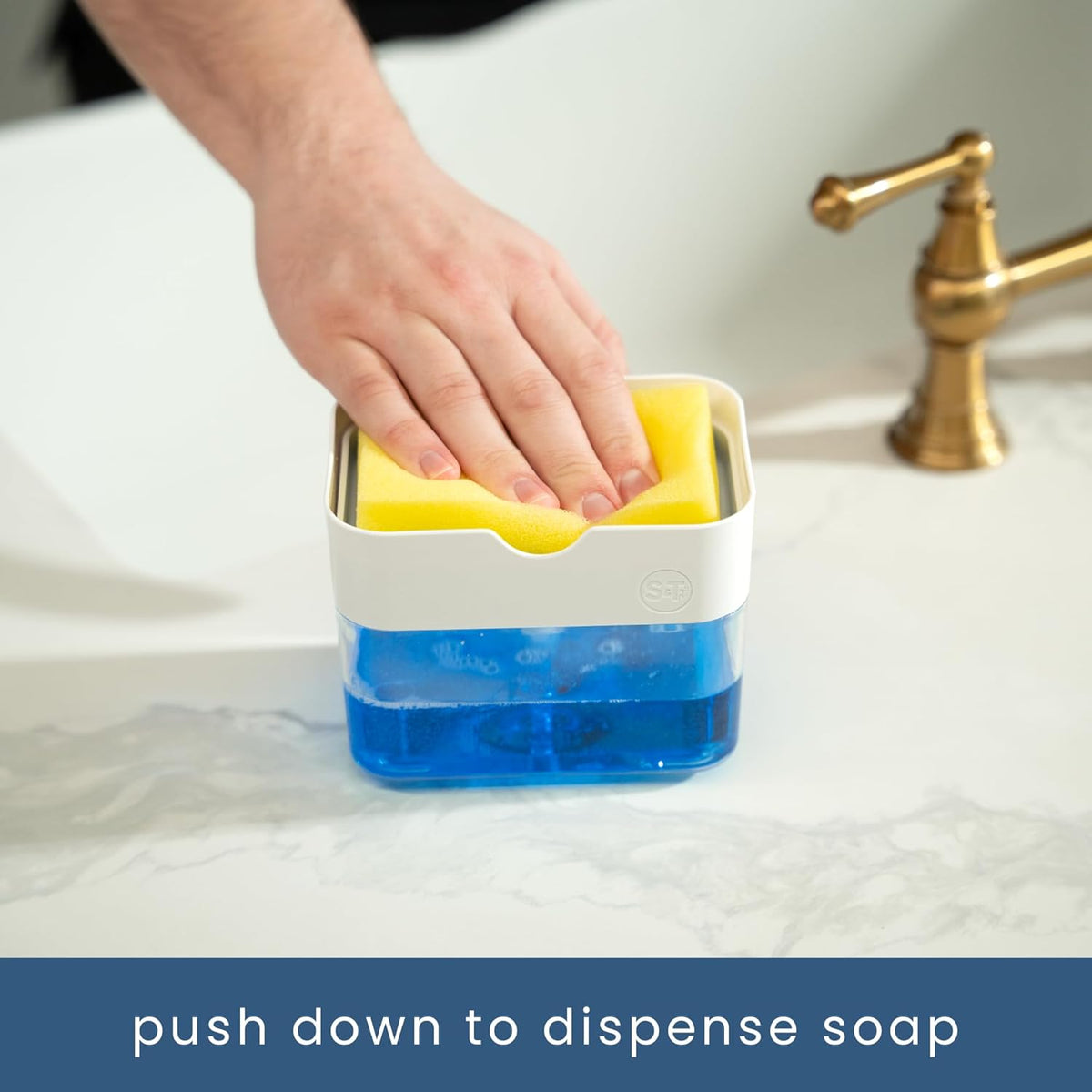 2-in-1 soap dispenser and sponge holder for the kitchen sink