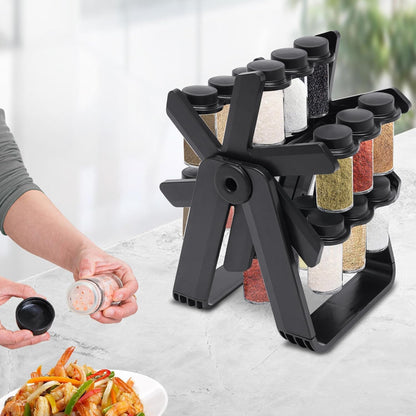 Rotating Spice Rack with 18 Bottles