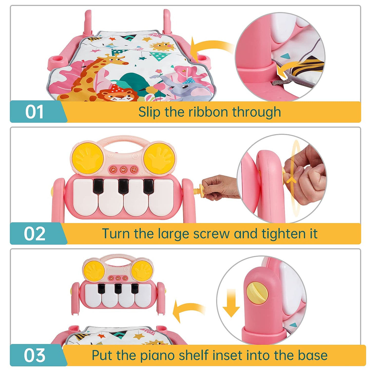 3-in-1 Baby Piano Gym & Activity Play Mat