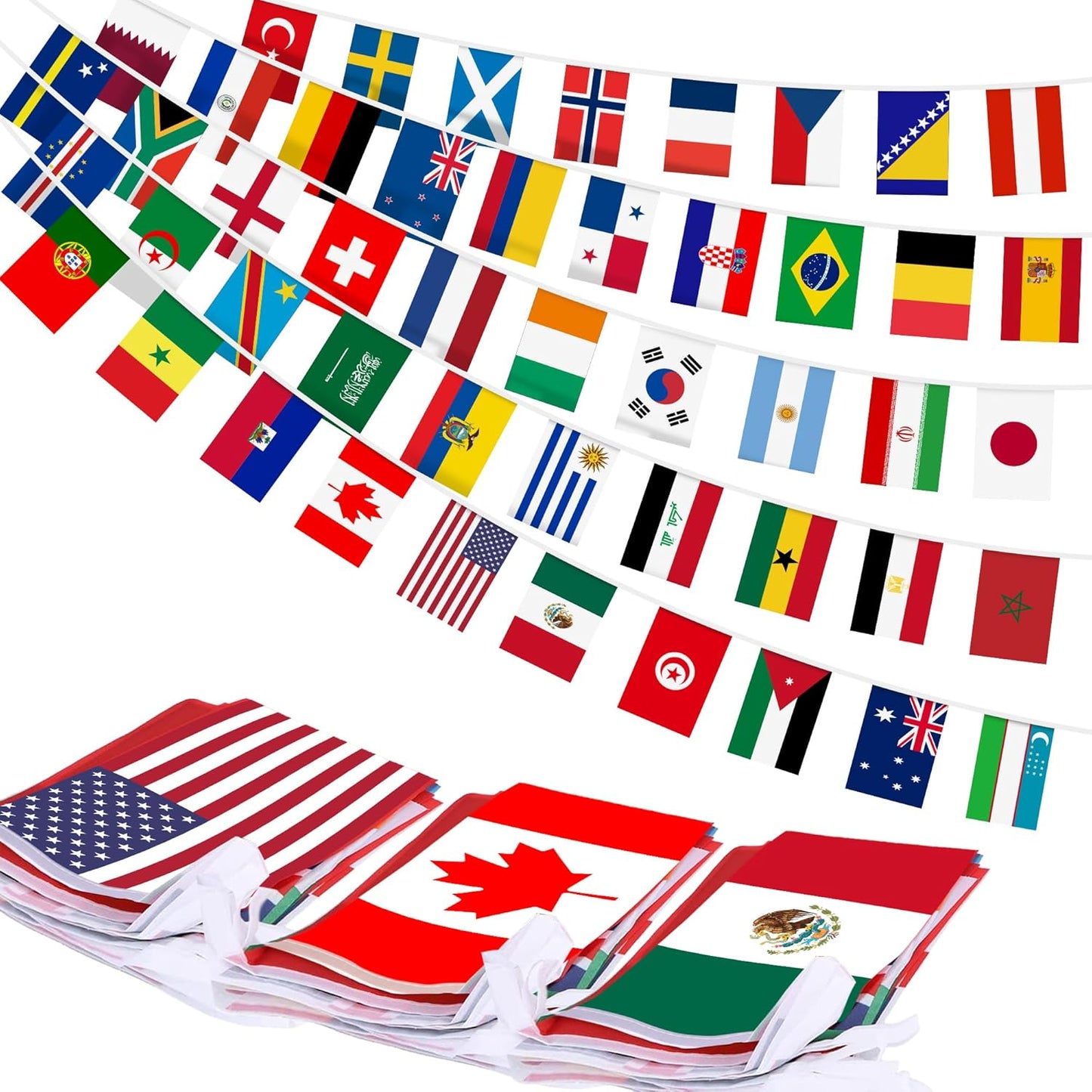 32-Country World Flag Banner Set 11 Meters