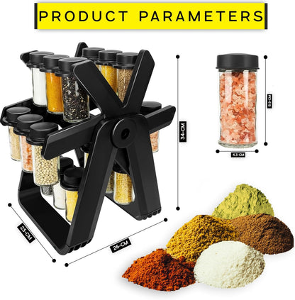 Rotating Spice Rack with 18 Bottles