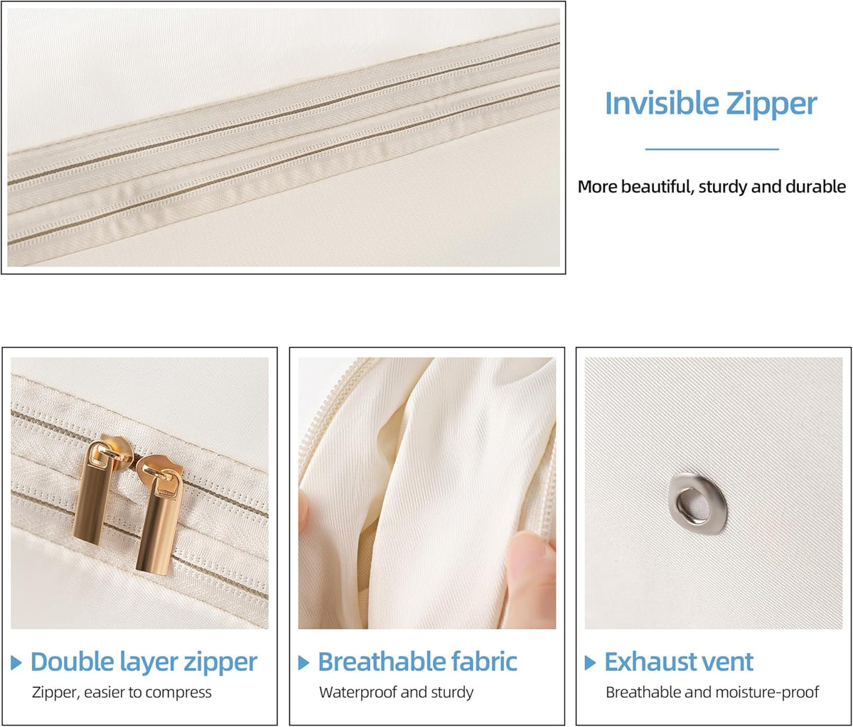 Self-compression storage bag for duvets and blankets