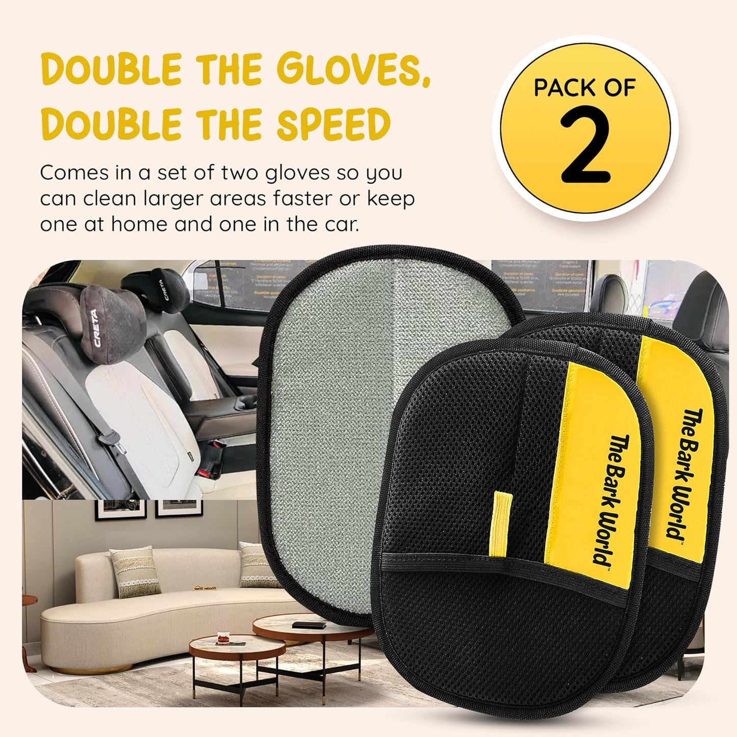 Pet Hair Removal Glove 3-Pack