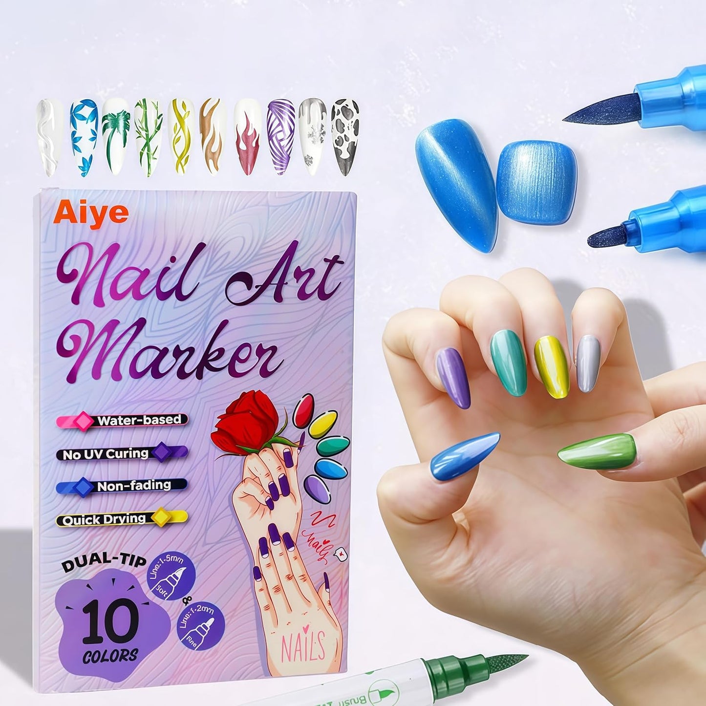 10-Color Nail Art Marker Set