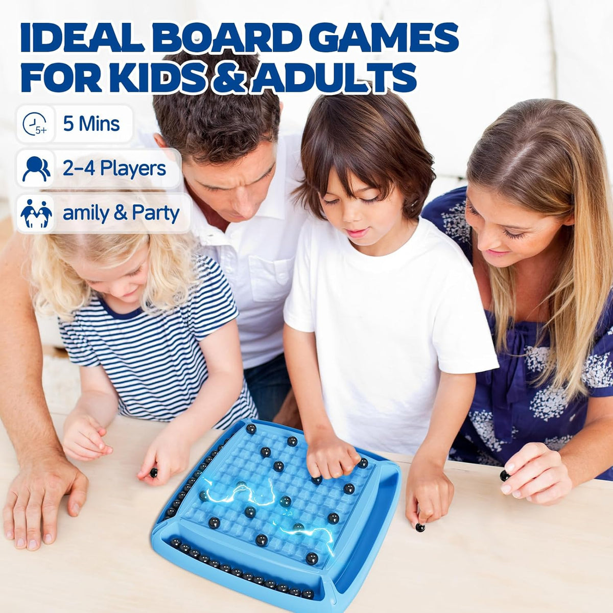 Family playing the Magnetic Chess Game, 2 to 4 players
