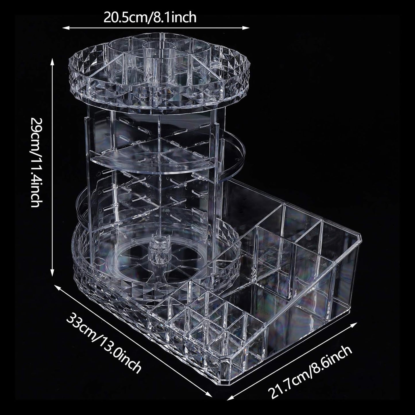 Rotating L-Shaped Makeup Organizer