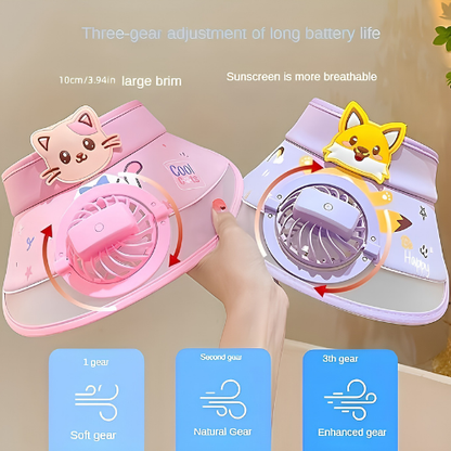 Kids Cooling Sun Visor Fan Hat