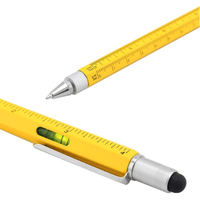 Close-up of the 6-in-1 pen ballpoint tip, spirit level and stylus