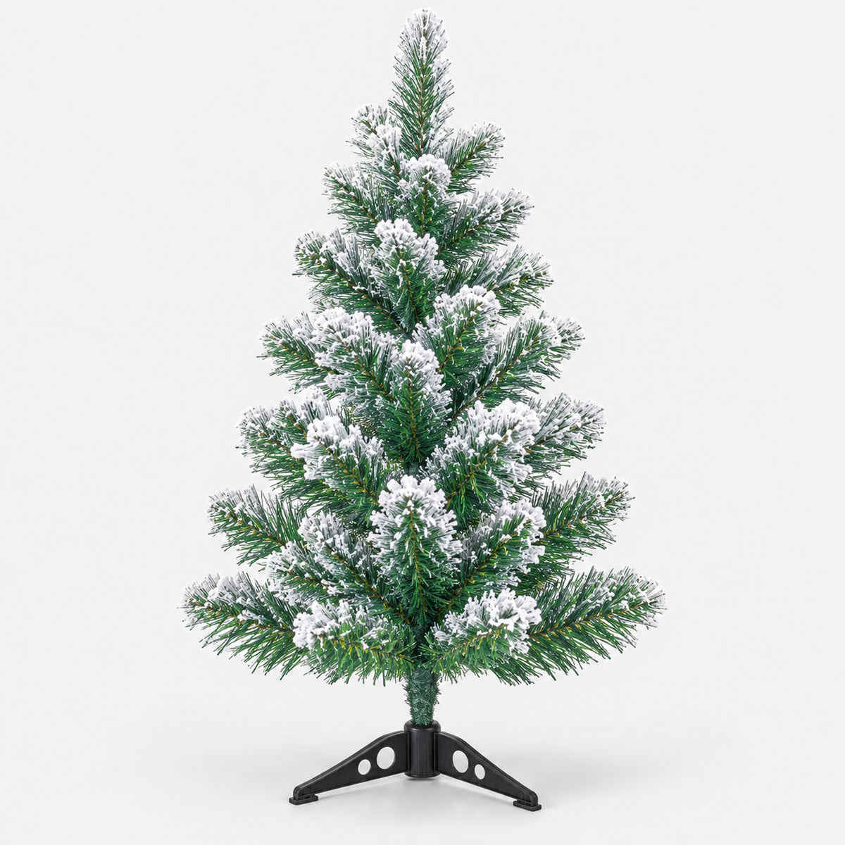 Snow-tipped mini Christmas tree, 90cm, on a black stand