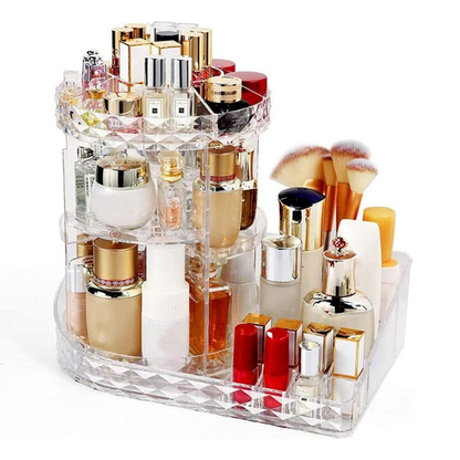 Rotating L-Shaped Makeup Organizer