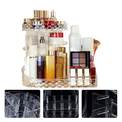 Rotating L-Shaped Makeup Organizer
