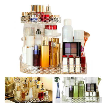 Rotating L-Shaped Makeup Organizer