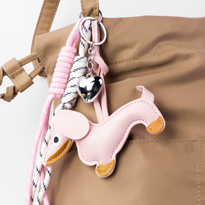 Dog & Silver Heart Bag Charm