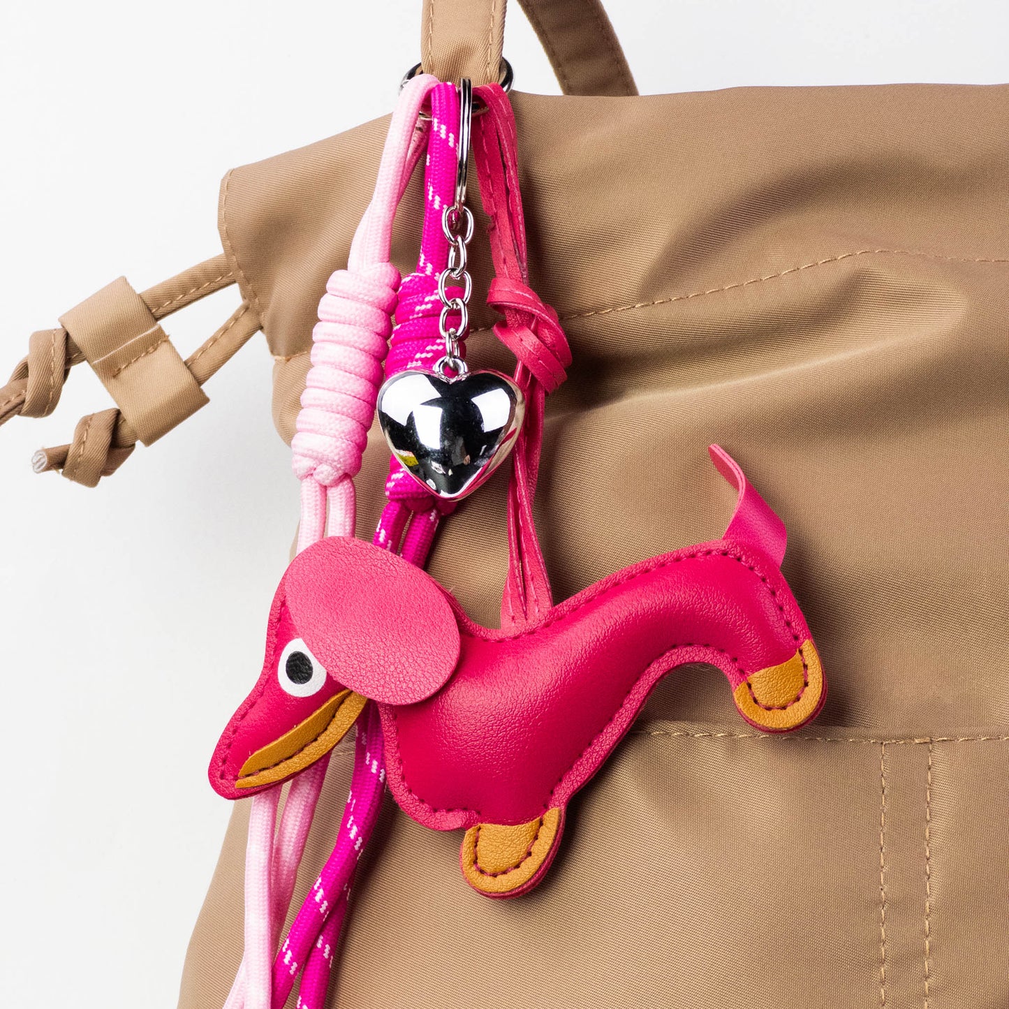 Dog & Silver Heart Bag Charm