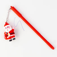 Red Christmas pen with a Santa keychain charm