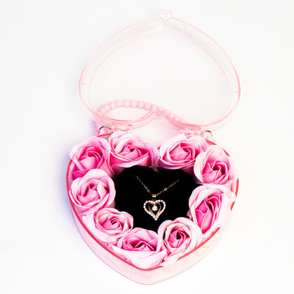 Heart-Shaped Rose Jewelry Gift Box