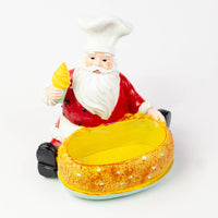 Santa chef salt and pepper holder, side view of the bread basket