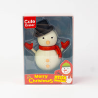 Snowman Christmas eraser in its Merry Christmas gift box
