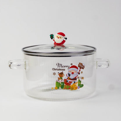 Christmas Glass Pot with Lid
