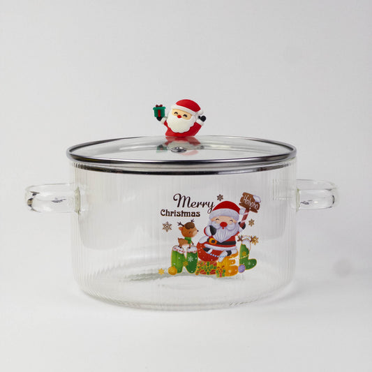 Christmas Glass Pot with Lid
