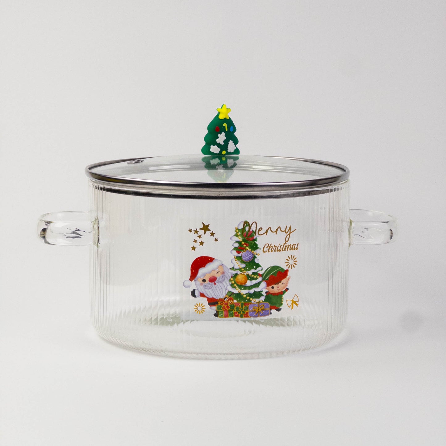 Christmas Glass Pot with Lid