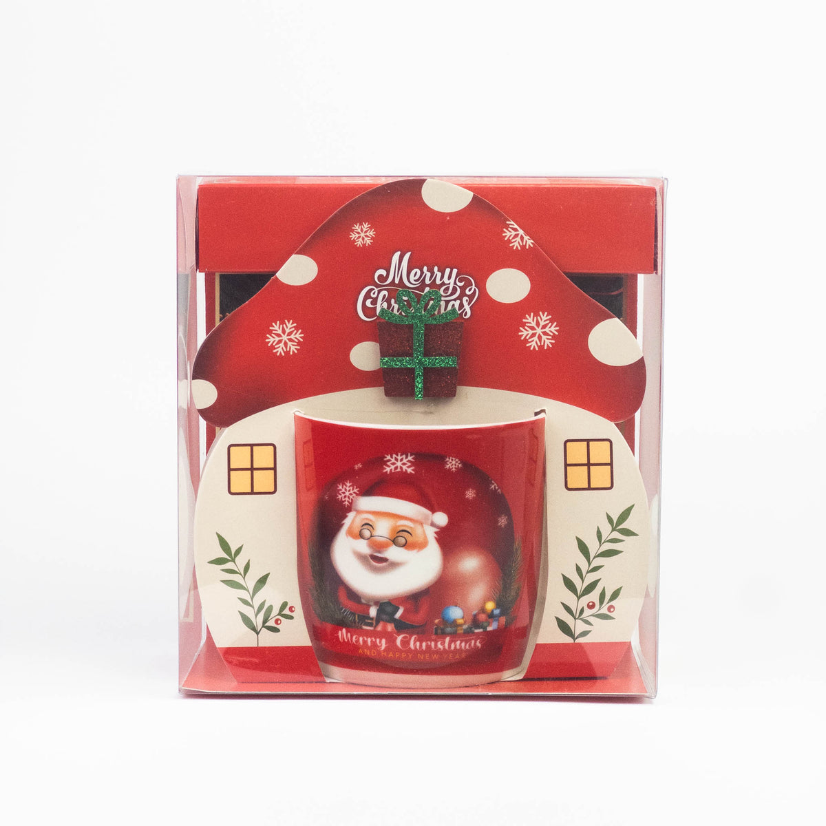 Christmas mug gift box design #3 in house-shaped box