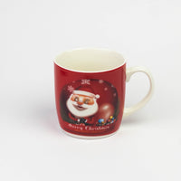 Red ceramic Christmas mug with cartoon Santa and Merry Christmas