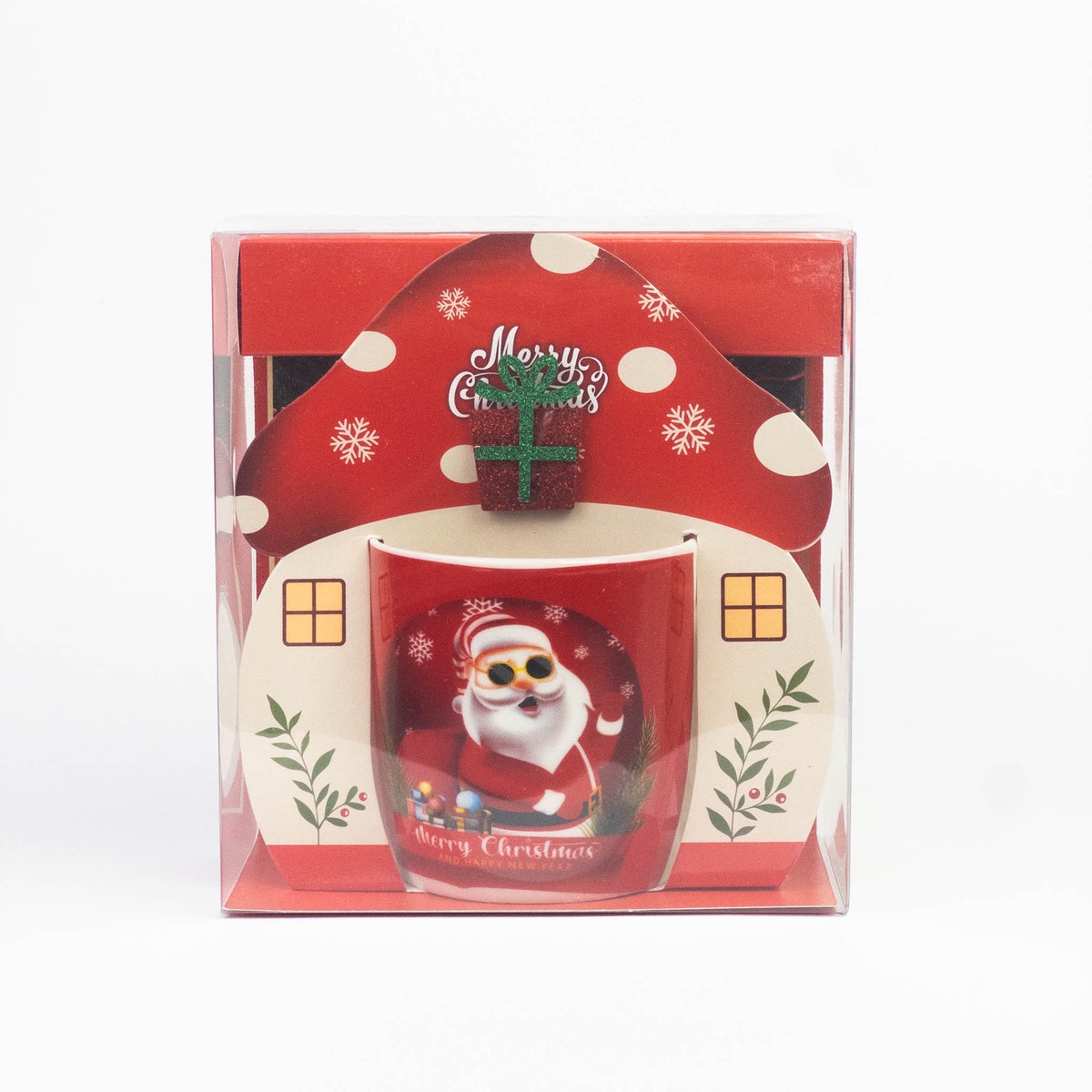 Christmas mug gift box design #2 in house-shaped box