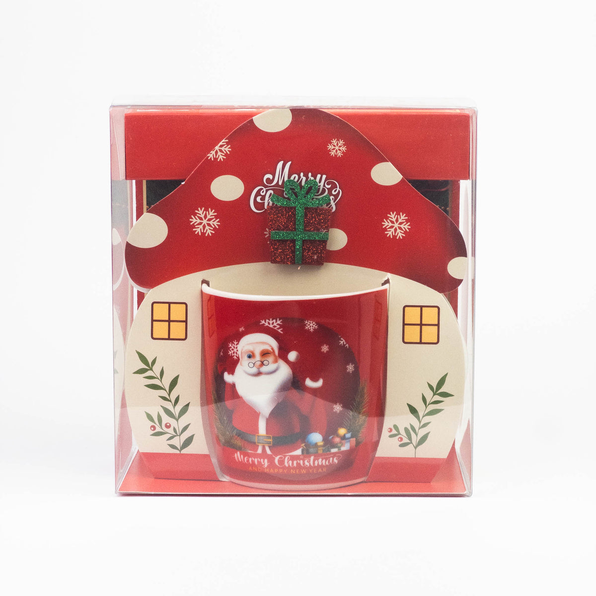 Christmas mug gift box design #4 in house-shaped box
