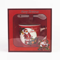 Christmas mug with spoon set design #4 in red gift box