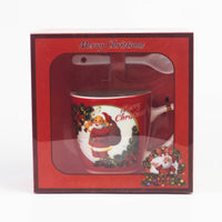 Christmas mug with spoon set design #1 in red gift box