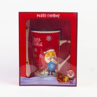 Tall Christmas mug with spoon set design #4 in red gift box