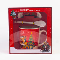 Christmas mug with lid and spoon set in its Merry Christmas gift box