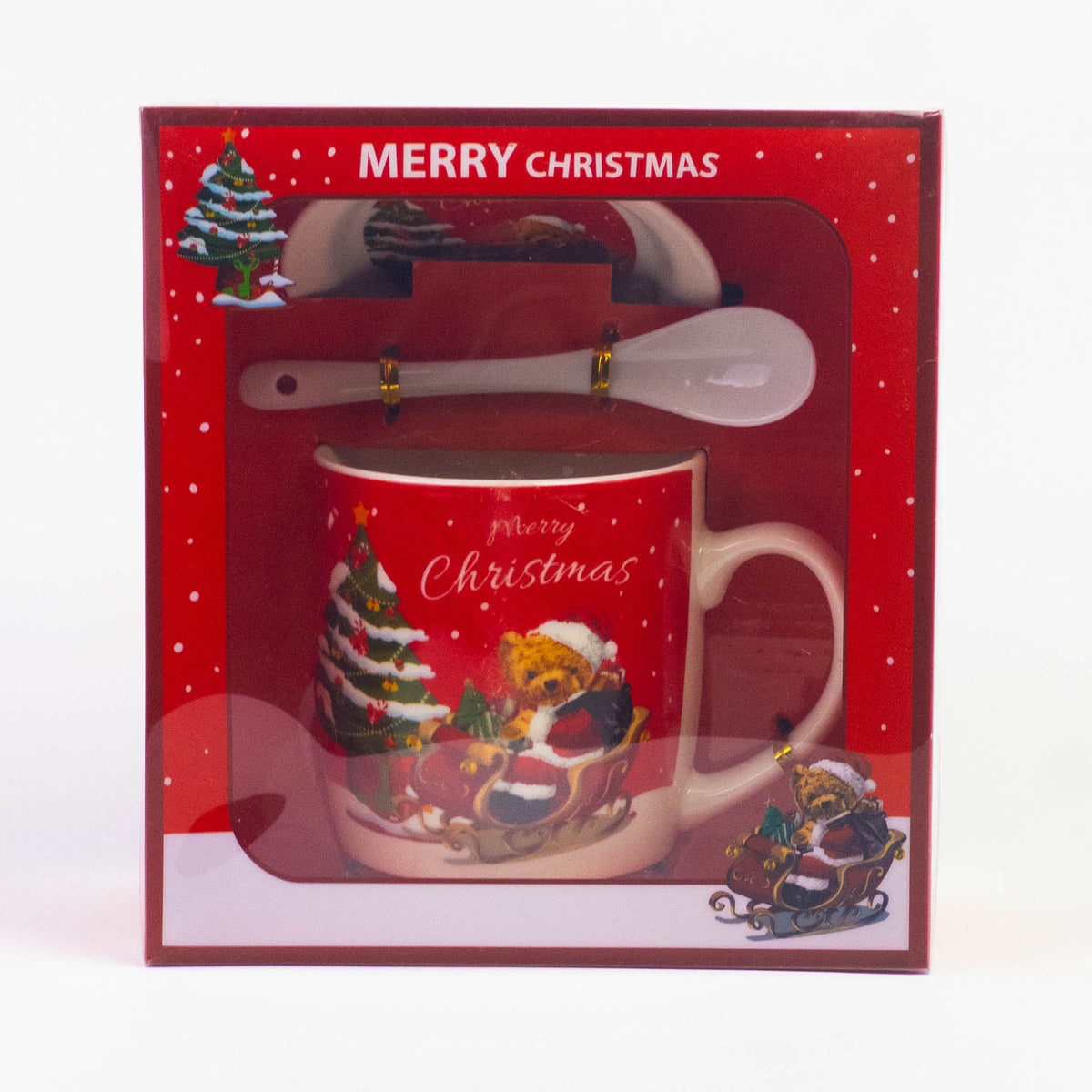 Christmas Mug with Lid & Spoon Set, design #2, in its gift box